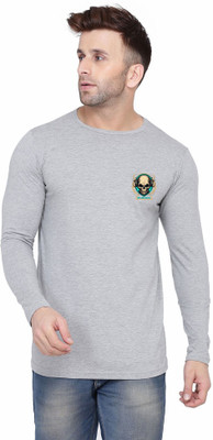 tfurnish Printed Men Round Neck Silver T-Shirt