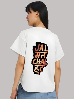 SZN Graphic Print Women Round Neck White T-Shirt