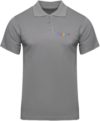 PrintHolic Solid Men Polo Neck Grey T-Shirt
