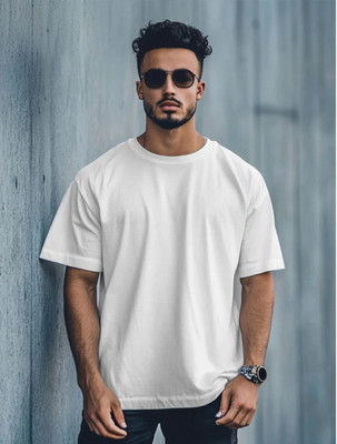 MIT Bharat Solid Men Round Neck White T-Shirt