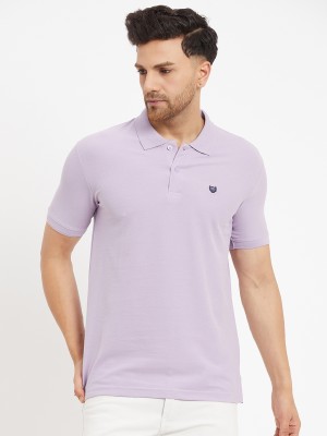 DUKE Solid Men Polo Neck Purple T-Shirt