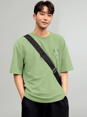THUNDER PLANET Printed Men Round Neck Green T-Shirt