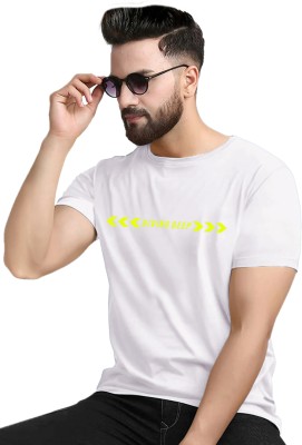 UMMISS Printed Men Round Neck White T-Shirt