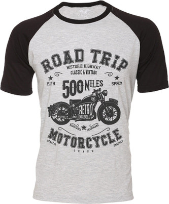 HouseOfCommon Printed Women Round Neck Grey T-Shirt