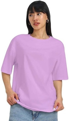 Apachee Solid Women Round Neck Pink T-Shirt
