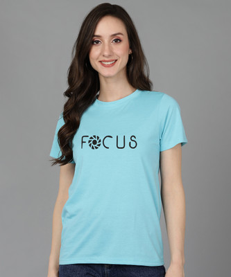 Adyavastram Typography Women Round Neck Blue T-Shirt