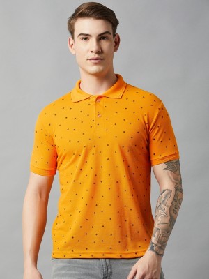 Saurya S prime Printed Men Polo Neck Yellow T-Shirt