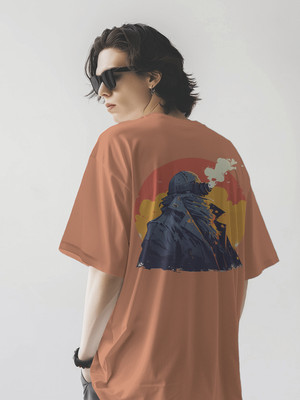 PS ENTERPRISES Printed Men Round Neck Orange T-Shirt