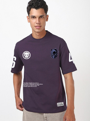 BEWAKOOF Graphic Print Men Round Neck Purple T-Shirt