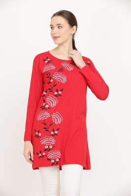 KG Best Collection Printed Women Round Neck Orange T-Shirt