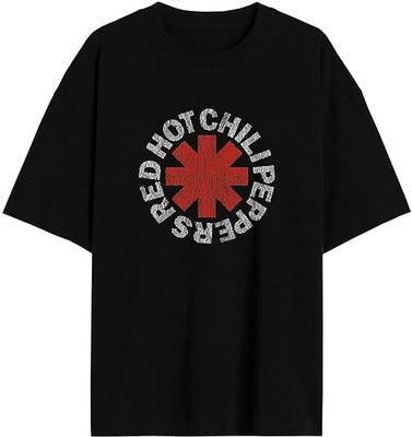 Peach Blossom Printed Men Round Neck Black T-Shirt
