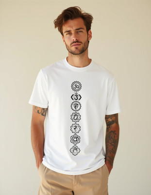 KMBCO Printed Men Round Neck White T-Shirt
