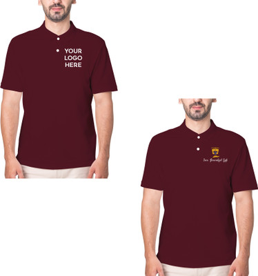 SAVRI PERSONALIZED GIFTS Printed Men Polo Neck Maroon T-Shirt