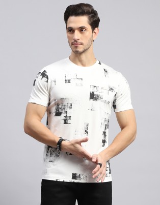 MONTE CARLO Printed Men Round Neck White T-Shirt