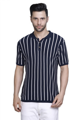 PULAKIN Striped Men Polo Neck Multicolor T-Shirt