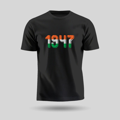 Luv My India Printed Couple Round Neck Black T-Shirt