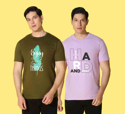 WOOSTRO Typography, Graphic Print Men Round Neck Multicolor T-Shirt