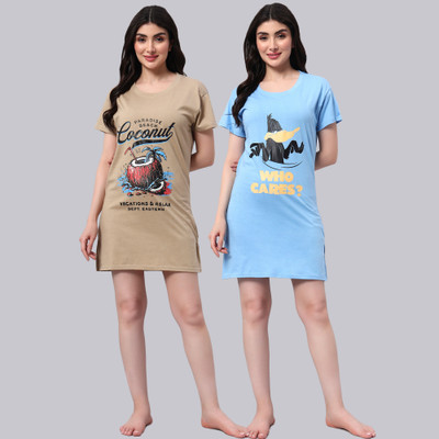 DUCOHIVE Printed Women Round Neck Multicolor T-Shirt