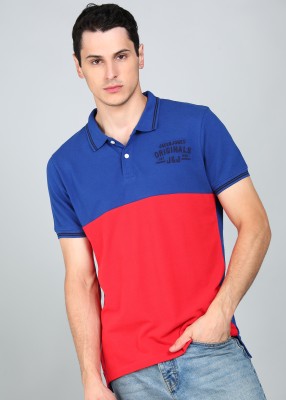 JACK & JONES Colorblock Men Polo Neck Red, Blue T-Shirt