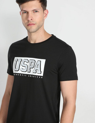 U.S. Polo Assn. Denim Co. Printed Men Crew Neck Black T-Shirt