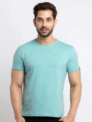 Status Quo Solid Men Round Neck Green T-Shirt