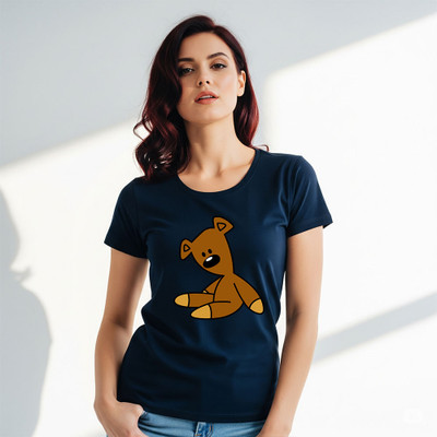 montae Graphic Print Women Round Neck Dark Blue T-Shirt