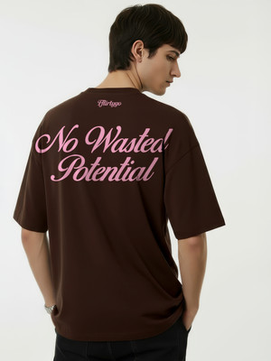 Fflirtygo Printed Men Round Neck Brown T-Shirt