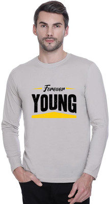 LV CARE Printed Men Round Neck Grey T-Shirt