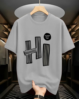 ENITOR Printed Men Round Neck Grey T-Shirt