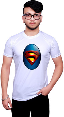 KRYONIX Printed Men Polo Neck White T-Shirt