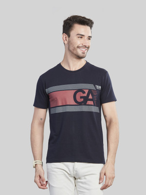 BE POSITIVE Printed Men Round Neck Dark Blue T-Shirt