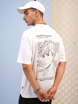 HIGHLANDER Printed Men Round Neck White T-Shirt