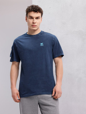 HRX by Hrithik Roshan Solid Men Round Neck Blue T-Shirt