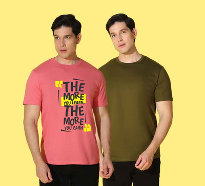 WOOSTRO Printed Men Round Neck Multicolor T-Shirt