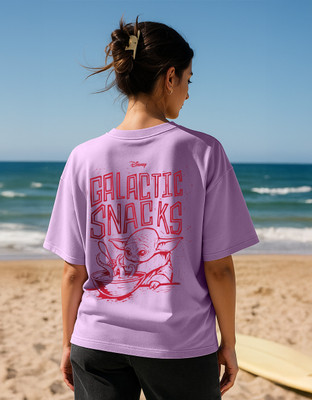 JUNEBERRY Printed, Typography Women Round Neck Purple T-Shirt