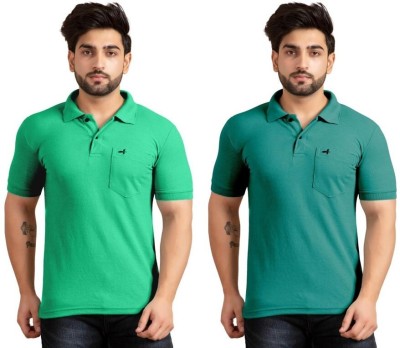 addiz Solid Men Polo Neck Green, Light Green T-Shirt