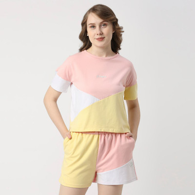 Pepe Jeans Colorblock Women Round Neck Yellow T-Shirt