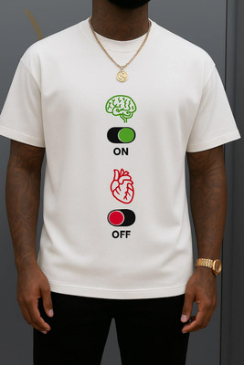 HASTEN Graphic Print Men Round Neck White T-Shirt