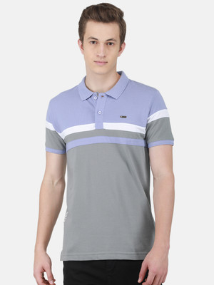 DUKE Striped Men Polo Neck Multicolor T-Shirt