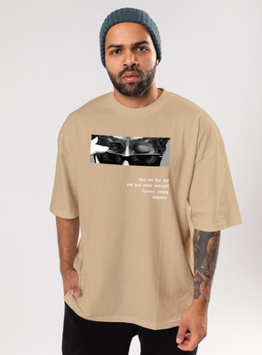 HouseOfCommon Graphic Print Men Round Neck Beige T-Shirt