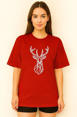 AdvibaFashion Solid Women Round Neck Red T-Shirt