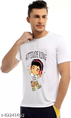 SNOJH FASHION Printed, Typography Men Round Neck White T-Shirt