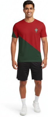 Smv Printed Men V Neck Red T-Shirt