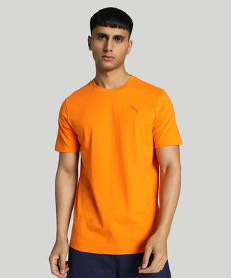 BhartiLifeStyle Solid Men Round Neck Orange T-Shirt