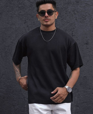 COPEHHI Solid Men Round Neck Black T-Shirt