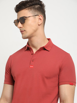THE BEAR HOUSE Solid Men Polo Neck Brown T-Shirt