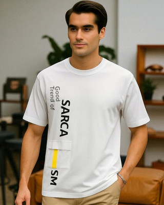 Autna Printed Men Round Neck White T-Shirt