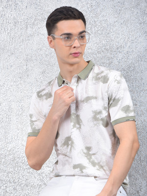 CRIMSOUNE CLUB Self Design Men Polo Neck Green T-Shirt