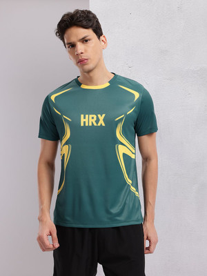 HRX by Hrithik Roshan Printed Men Round Neck Green T-Shirt