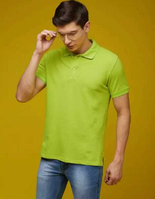 DZone Solid Men Polo Neck Reversible Light Green T-Shirt